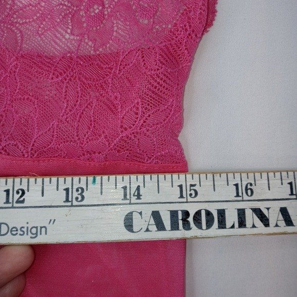 Victoria's Secret Pink Lace Trim Sheer Babydoll Chemise Lingerie Size M - Picture 6 of 8